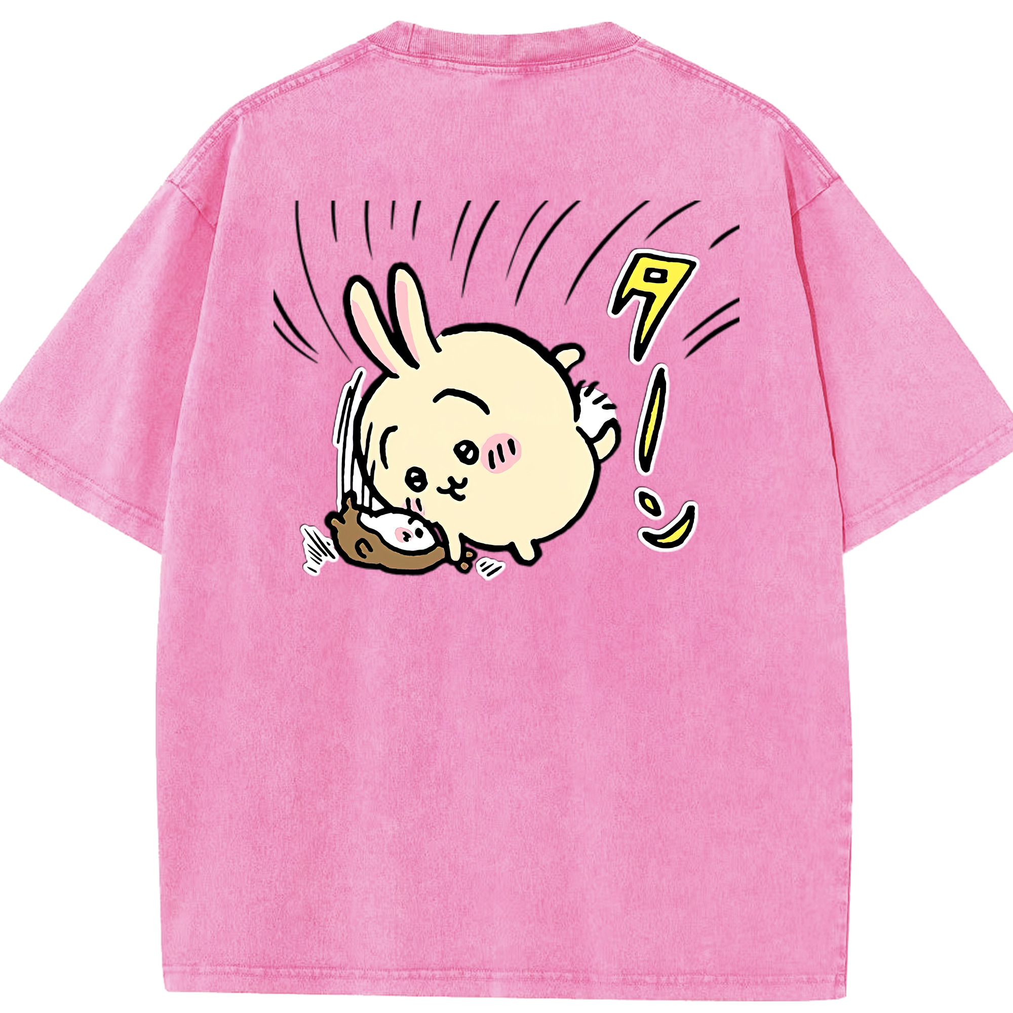 （画像用） ちいかわ うさぎ Chii-kawa usagi 綿100% ヴィンテージ風 半袖Tシャツ（背面プリント）